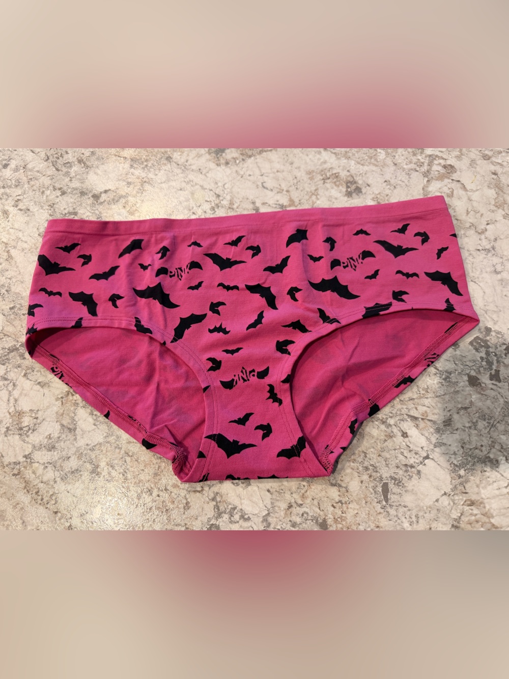 VS PINK Halloween Bats Seamless Hiphugger panty Pink NWT Large